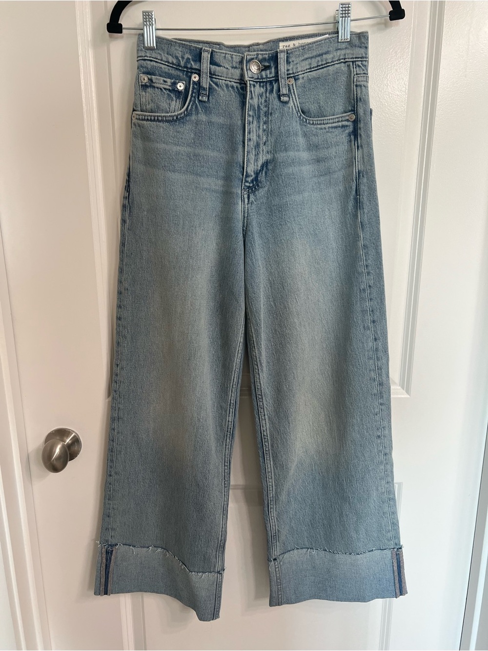 NWT Rag & Bone Andi High-Rise Raw Cuffed Wide-Leg Jeans in Bloomfield Size 25 - Picture 3 of 10
